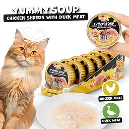 Суп для кішок UNIQ PETS CAT WET FOOD YUMMY SOUP з курячими шматочками та м'ясом качки, 60 г - мініатюра 2
