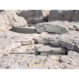Ніж складаний туристичний Weknife Bogey (9.3 см) Bohler M390 / Titanium сірий - мініатюра 13