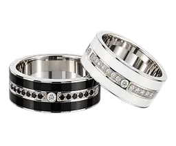 Жіноча обручка Jewellery Continent з білого золота з діамантами та білою емаллю 18.5 (К-0916) - мініатюра 2