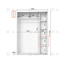 Шафа-купе Idea серія 5 150 x 60 x 210 см Білий Дзеркало - мініатюра 2