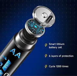 Акумулятор AA Cityork 1.5v 3000mwh літій-іонний + USB (Чорний) - мініатюра 4