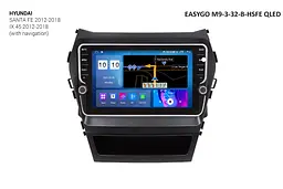 Штатна автомагнітола EasyGo M9-3-32-B-HSFE QLED Hyundai Santa Fe, iX-45 2012-2018