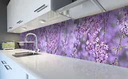 Вініловий кухонний фартух Квітучі гілки дерева наклейка для кухні ПВХ Квіти Фіолетовий Happy Pocket Z181847