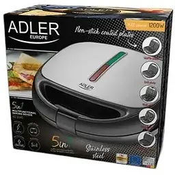 Вафельниця-горішниця-гриль-бутербродниця Adler AD 3040 - 5в1 1200 Вт - мініатюра 9