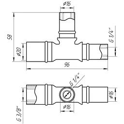 Трійник проміжний прес APE AP 131 20x16х16 000001721 - мініатюра 4