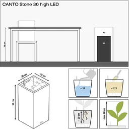 Вазон Lechuza Canto Stone 30 high LED кварцовий білий (13617) - мініатюра 6
