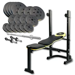 Набір Besport PowerPro 89кг з прямим грифом та лавою WB-003