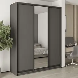 Шафа-купе тридверна MebelStar Комбо BG 2ДСП/Дзеркало 190x60x240 см Антрацит (MBS-9619)