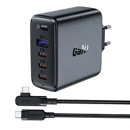 Зарядний пристрій Acefast A37 USB/3 Type-C QC PD 100W чорний + кабель Type-C to Type-C - мініатюра 3