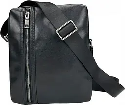 Чоловіча сумка шкіряна Tiding Bag через плече Чорна