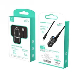 Автомобільний зарядний пристрій SkyDolphin SZ02L Aluminium (2USB, 2.4A) Чорний (AZP-000071) + кабель Lightning - мініатюра 5