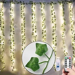 Листя плюща з гірляндою 200 LED, штора 3×2 м