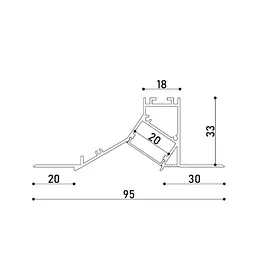 LED профіль врізний під шпаклівку з розсіювачем PC, 3м KLOODI KLP9534 3 WH - мініатюра 4