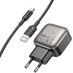 МЗП Borofone BAS52A Absolute QC3.0 18W (1USB-A) + кабель USB to Type-C Black - мініатюра 4