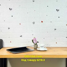 Самоклеюча декоративна 3D панель біла цегла амур 700x770x3 мм - мініатюра 4