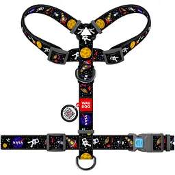 Шлея для собак WAUDOG Nylon з QR паспортом анатомічна H-подібна "NASA" M (5542) - мініатюра 2