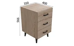 Тумба Віва 3 на конусних ніжках Ferrum-decor 56,5x35x40 Чорний метал ДСП Дуб Сан-Марино 16 мм (FRD-106822) - мініатюра 4