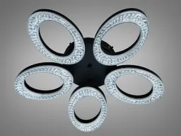 Сучасна стельова LED люстра Diasha 5607/5BK чорна з пультом 53W 56 см до 16 м2 - мініатюра 4