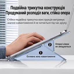 Складная подставка для ноутбука UGREEN LP451 до 17,3″ 5 уровней регулировки высоты высота от 68 до 148 мм с автоматической фиксацией положения с силиконовыми накладками против скольжения и царапин с открытой конструкцией нагрузка до 5 кг также для планшетов до 17,3″ космический серый (90312) - миниатюра 7