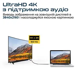 Кабель Promate HDMI-USB Type C V 2.0 2 м (hdlink-60h.grey) - мініатюра 5
