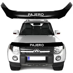 Дефлектор капоту мухобійка Mitsubishi Pajero Wagon IV 2007- Євро кріплення Voron Glass
