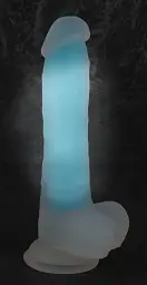 Фалоімітатор Glow in the Dark Silicone Dildo 20.5 см блакитний - мініатюра 5