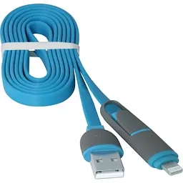 Дата кабель USB10-03BP USB - Micro USB/Lightning, blue, 1m Defender (87487) - мініатюра 4