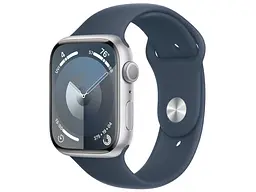 Смарт-годинник Apple Watch Series 9 GPS 45mm Silver Alu. Case w. Storm Blue S. Band - M/L (MR9E3)