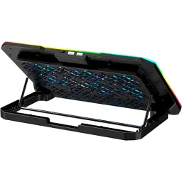 Підставка для ноутбука до 15.6" GamePro CP660, Black, 6 x 70 мм (2400 об/хв), сенсорне RGB підсвічування, 5 рівнів висоти, 2xUSB, знімний тримач для смартфона, металева сітка, 360 x 255 x 25 мм, 900 г - мініатюра 4