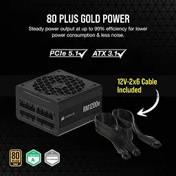 Блок живлення Corsair RM1200e PCIE5 1200W (CP-9020258-EU) - мініатюра 6