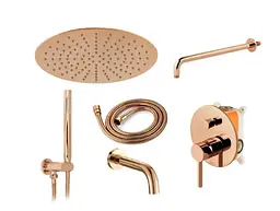 Душова система прихованого монтажу Rea Lungo + Box з виливом rose gold REA-P6610, Теплий захід сонця - мініатюра 3