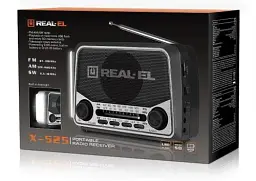 Радіоприймач 1.0 Real-El X-525 Grey, 3 Вт, пластиковий корпус, FM/AM/SW, USB, SD/microSD, акумулятор, ліхтарик - мініатюра 2