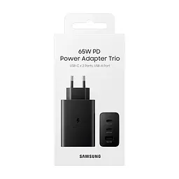 Зарядний пристрій Samsung 2xUSB-С 65W PD PPS/USB-A Black (EP-T6530NBEGEU) - мініатюра 4