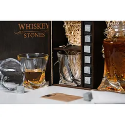 Подарунковий набір Whiskey Stones камені для віскі в дерев'яному пеналі №6 + декантер + 6 склянок Bohemia Quadro + щипці + мішечок - мініатюра 7