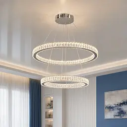 Двоярусна хромована кришталева LED люстра-кільця Artlight 8219-70+50CH