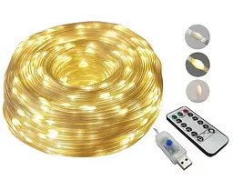 Вулична світлодіодна гірлянда стрічка 200 LED USB з пультом ДУ великі краплі 20 метрів білий 8 режимів