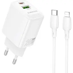 МЗП Borofone BN27 Fuente PD20W+QC3.0 (1USB-A/1C) + кабель Type-C to Lightning White
