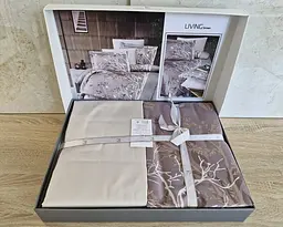 Турецька постільна білизна First Choice Cotton Satin Living brown євро - мініатюра 2