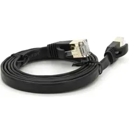 Патч-корд 1м UTP cat.7, CU, RJ45, плоский, black Weepda (PCMF-CU7/1.0Bk)