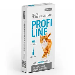 Краплі від бліх та кліщів Provet Profiline для котів 4-8 кг 1 мл 4 шт. (арт. PR243110)