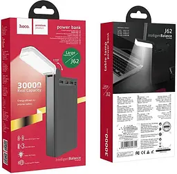 Універсальна мобільна батарея Power bank Hoco J62 Jove Table Lamp 30000mAh (Чорний) - мініатюра 4