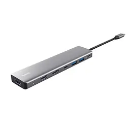Адаптер Trust Dalyx 7in1 USB-C> 2xUSB-А 3.2/2xUSB-С/2xHDMI/Display Port, Алюміній, 0.16м, Сірий teh0018492 - мініатюра 4