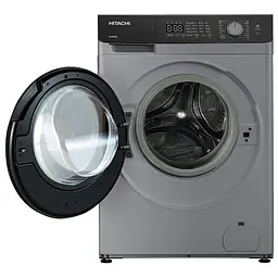 Пральна машина Hitachi фронтальна, 8кг, 1400, A+++, 60см, дисплей, пара, інвертор, люк чорний, cріблястий - мініатюра 5