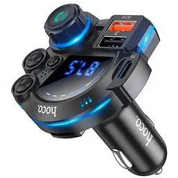 АЗП FM модулятор Hoco DFM01 Legend 20W+QC3.0 (2USB-A/1C) Black - мініатюра 2