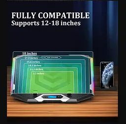Охолоджувальна підставка для ноутбука до 17.3 дюймів Ice Coorel K-10 8xfans 2xUSB LCD RGB - мініатюра 11