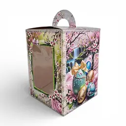 Коробка для великодньої паски з віконцем 14×14×18,7 см, подарункова, на 400 г - мініатюра 3