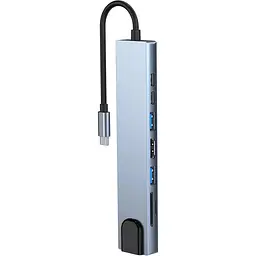 Концентратор Dynamode USB-C 8-in-1 HDMI 4K30Hz + 1xRJ45 + 1xUSB 3.0 + 1xUSB 2.0 + 1xUSB-C PD (BYL-2017L) - мініатюра 4