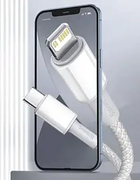 Кабель Baseus High Density Braided Type-C to Lightning PD 20W (1m) white (CATLGD-02) - мініатюра 3