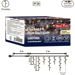 Електрогірлянда Yes! Fun Бахрома 84 LED статична конектор 2 м тепло-біла (974846) - мініатюра 2