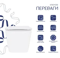 Унітаз підвісний Qtap Crow Rimless, з сидінням Slim Duroplast/ Soft-close/ Quick Release QT05335171RW - мініатюра 2